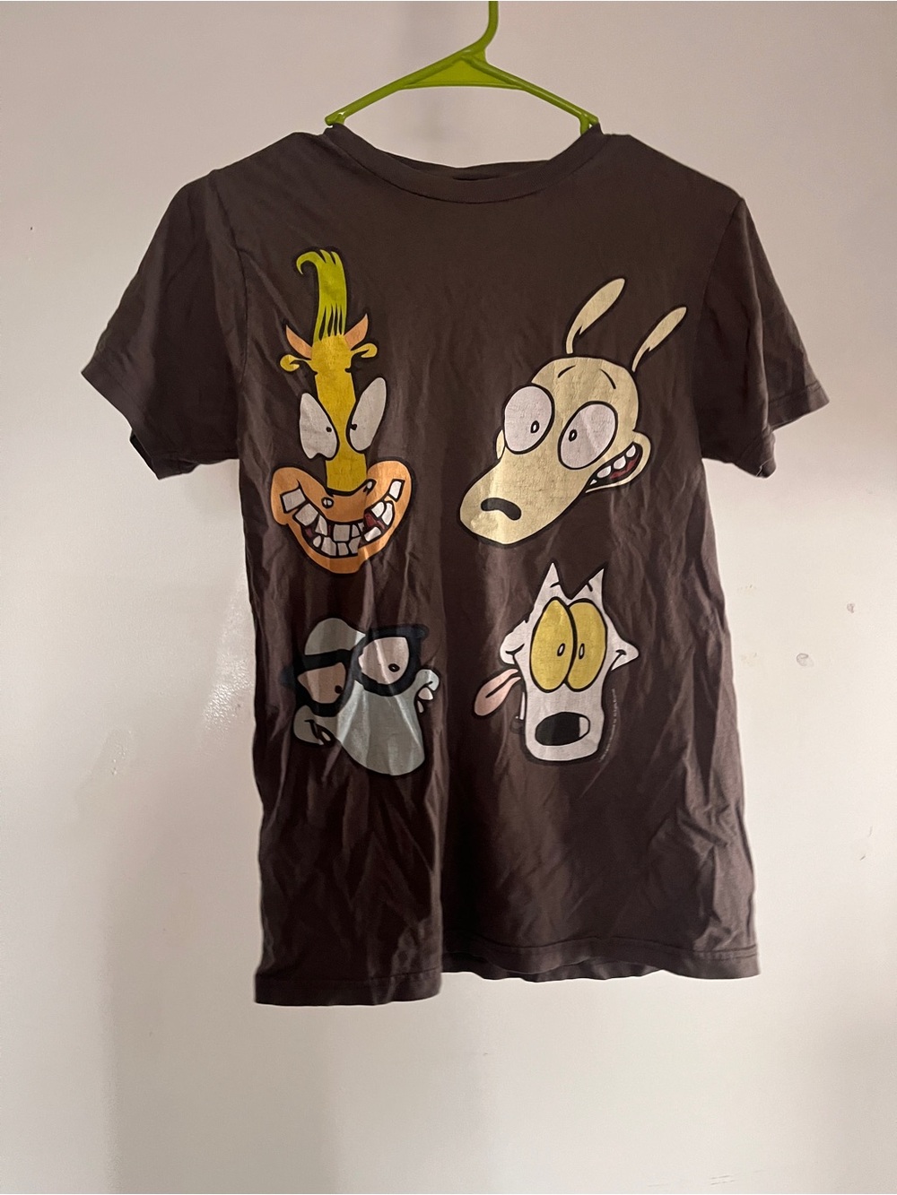 Nickelodeon Gray Short Sleeve Tee with Rocco’s Modern Life Character Faces